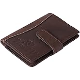 Keviv Mens Wallet Rfid Blocking Leather Wallet for Men Bifold Wallets with ID Window 18 Card Slot (Brown)