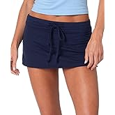 UAURORAO Women Drawstring Mini Sweat Skirt Low Rise Pencil Short Skirt Bodycon Workout Micro Skort Sporty Streetwear