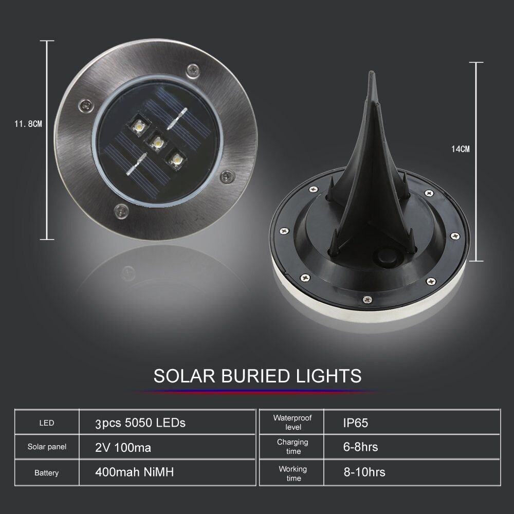 In-Ground Lights 4 Pack Solar Powered Ground Light Outdoor Lights Waterproof LED Solar Path Lights Garden Landscape Lighting forYard,Driveway,Lawn,Pathway (Warm White)