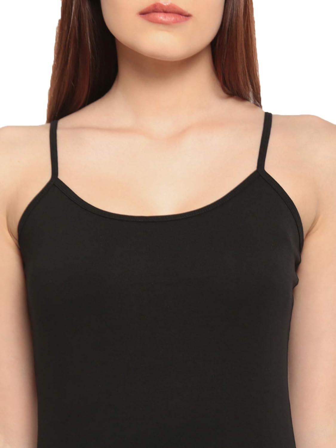 de moza womens cotton long spaghetti black