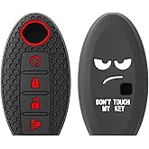DON'T TOUCH MY KEY Silicone Key Fob Cover, Compatible with Nissan Rogue Altima Murano Soft Protective Case Black 2-Pack