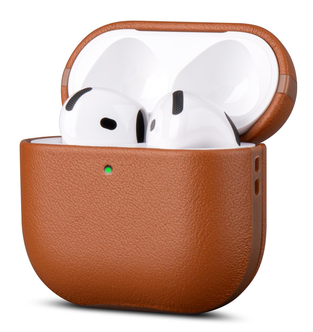 Photo 1 of LOPIE Leather Case for AirPods 4 - Handmade AirPods 4th Generation Case Cover with Lanyard - Made of Full Grain Leather - AirPod Drop Protection Hard Shell Cover - Wireless Charging Compatible - Brown