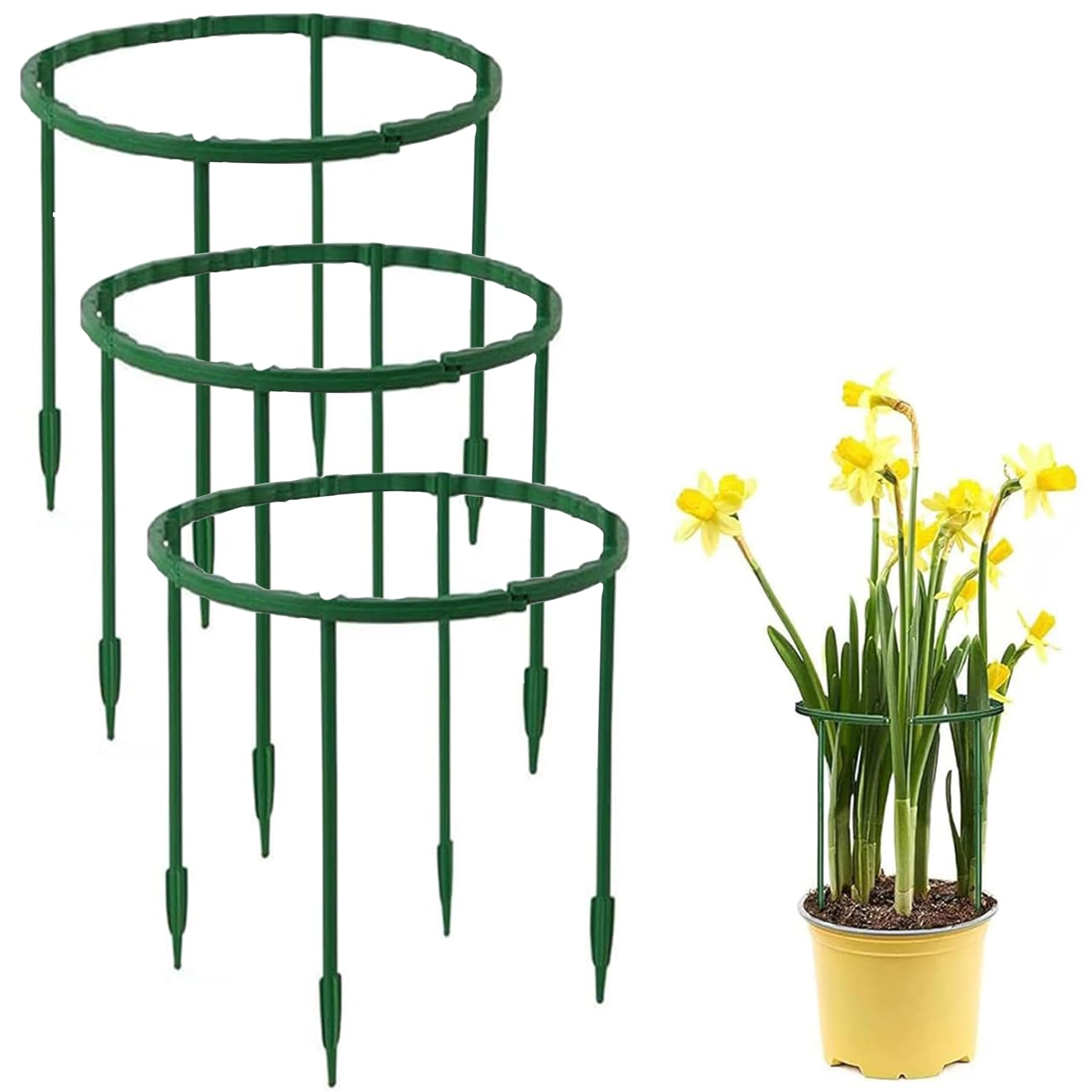 Photo 1 of 12 Pack Plant Support Plant Stakes Plastic Cage Holder Small Plant Support Ring for Indoor and Outdoor Small Plants, 9.4" W x 5.5" H
