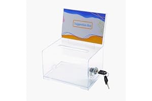 HENGSENLI Donation Ballot Box with Lock - Secure Suggestion Box Perfect for Business Cards (transparent)