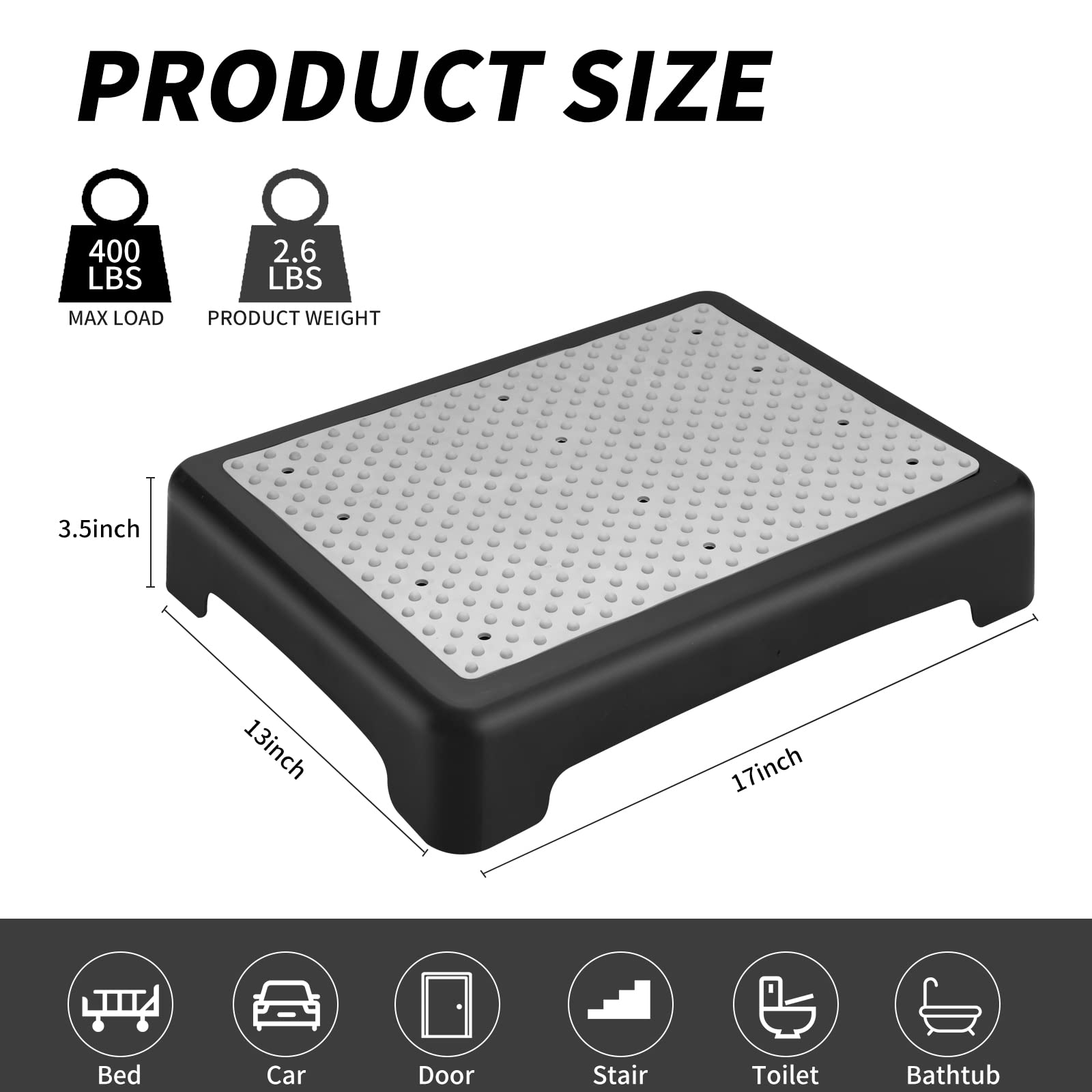 fotree Step Stool, Indoor Outdoor Non-Slip Platform Step Stools for Adults ＆ Elderly Senior, Portable Anti-Fall Safety Step Platform, Large Size 3.5 Inch High Rise Stairs