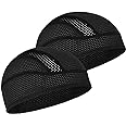Skull Cap Helmet Liner Beanie, Cooling Mesh Cycling Running Hat for Men Women, Fits Under Helmets (Black & Black)