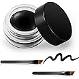 Erinde Black Gel Eyeliner, Waterproof Long Lasting Cream Eyeliner Gel with High-Intensity Pigments, Smudge-Proof and Water-Resistant, Includes 2PCS Brushes, 02# Black