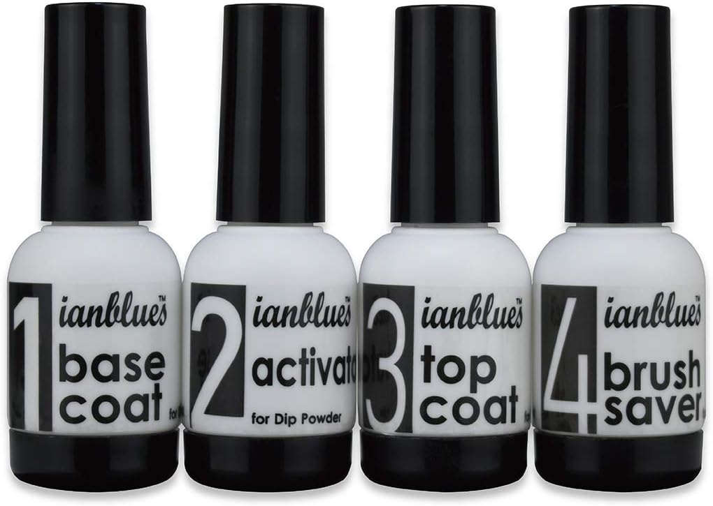 Liquids Set, Professional Liquids for Dip Powder, Base Coat, Top Coat, Activator, and Brush Saver