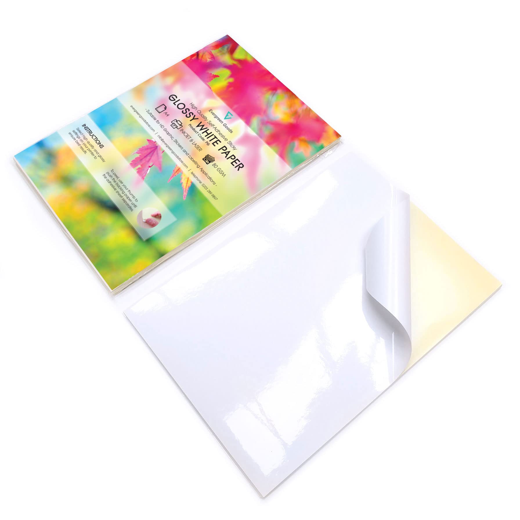 10 Sheets of Quality A4 White Glossy Self Adhesive/Sticky Back Label Printing Paper Sheet