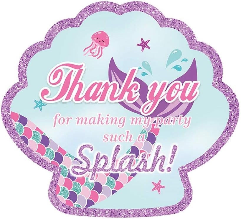 Mermaid Thank You Stickers Party Favor Label Stickers for Mermaid Party Supplies 48 Pack