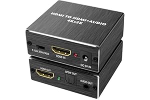 Zunate HDMI Audio Extractor, 4K 30Hz HDMI Audio Splitter to Optical 3.5mm, Stereo Adapter, Compatable for Tvs, Displays, and 
