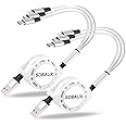 SDBAUX 2Pack Multi USB Charger Cable Retractable 3 in 1 Multiple Charging Cord Adapter with Mini Type C Micro USB Port Connectors Compatible with Cell Phones Tablets Universal Use (3.3ft/White)