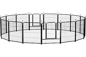PawGiant Dog Fence Playpen 24”/32”/40” Indoor Outdoor for Small/Medium/Large Dogs, Metal Pet Puppy Cat Exercise Fencing Gate Crate Cage Outside RV, Camping, Yard, Garden