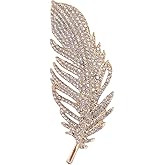 MLEPUS Rhinestone Feather Brooch Pin for Women Men Gold plated Fashion Vintage Crystal Delicate Leaf Animal Peacock Brooch Flip Pin Elegant Dress Accessories Wedding Christmas Birthday Jewelry Gift