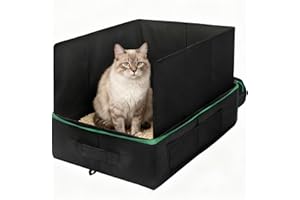 Bhyhok 19.6 * 15.7 * 11.4 Inch Travel Litter Box for Cats Portable Waterproof Litter Box with Pee Shield and Hard Bottom for Car Hotel and Road Trip