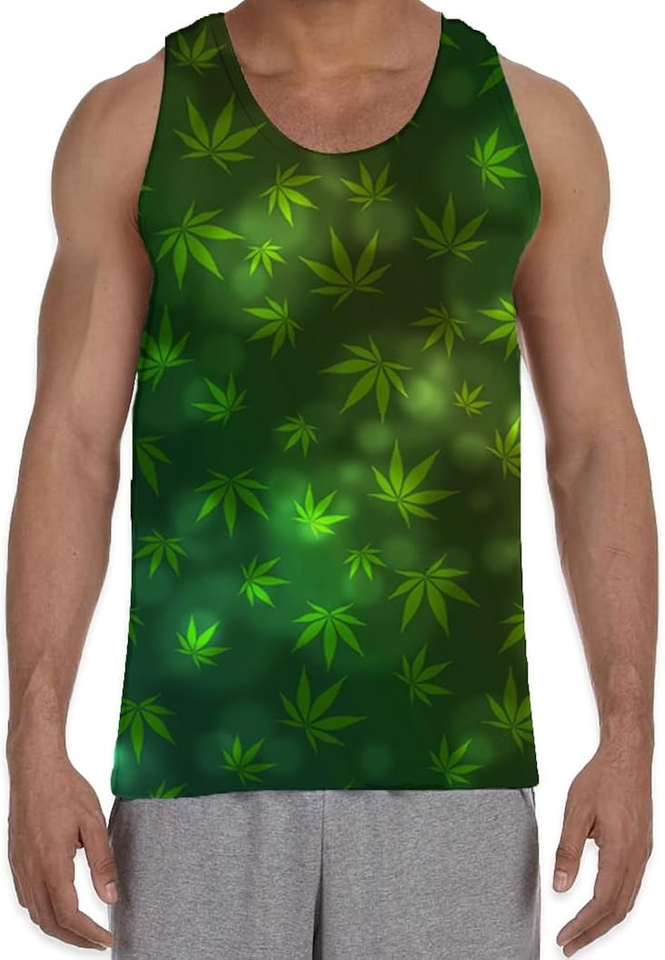 Amazon Com Tribal T Shirts Weed Leaf Pattern Background Men S All Over Graphic Vest Tank Top Clothing