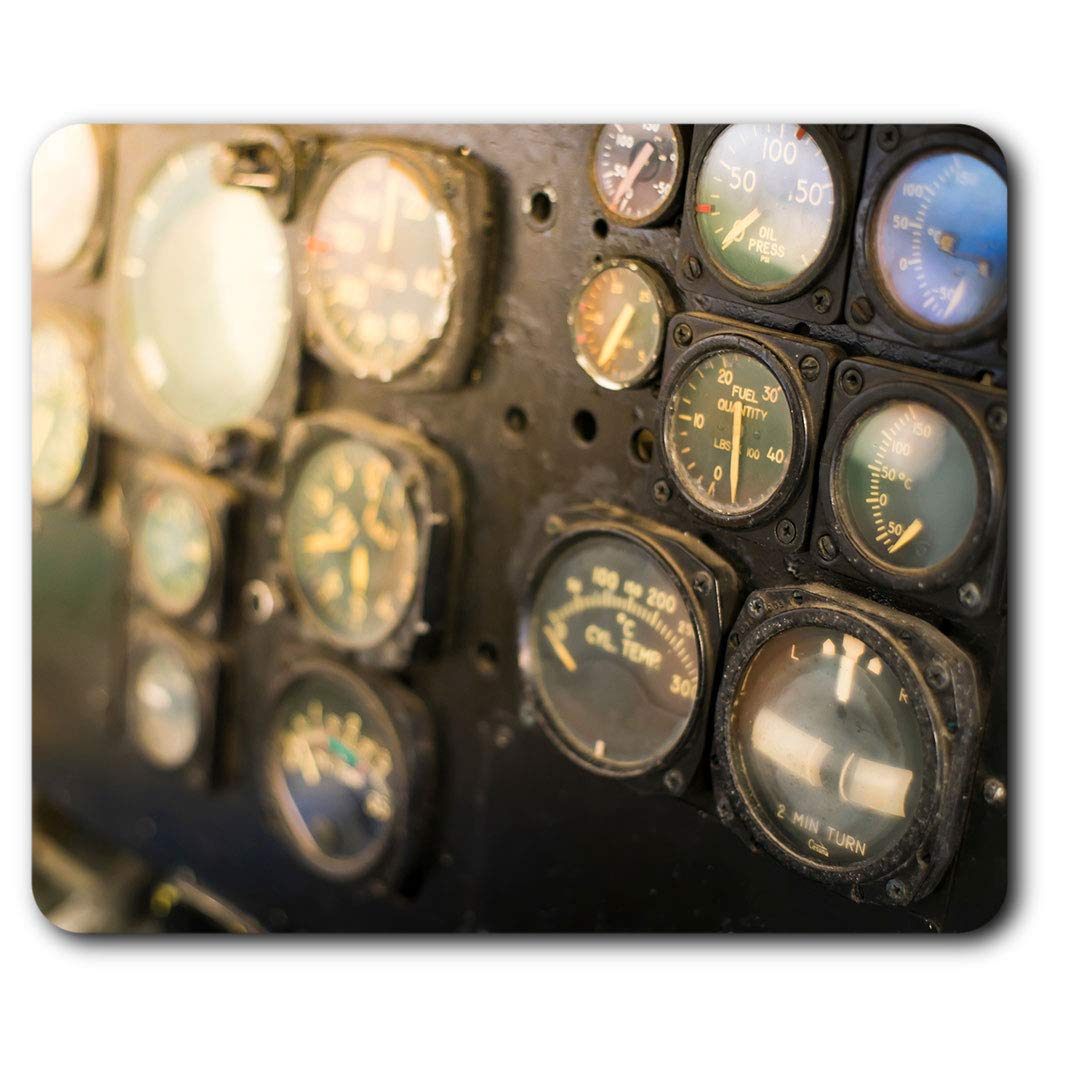 Vintage Aircraft Gauges Instrument Mouse Mat Pad Computer PC Laptop Gaming Office Home Desk Accessory Gadget 12632