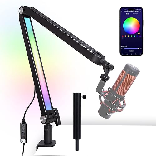 Boom Arm with RGB Light Mic Arm for HyperX QuadCast, Blue Yeti