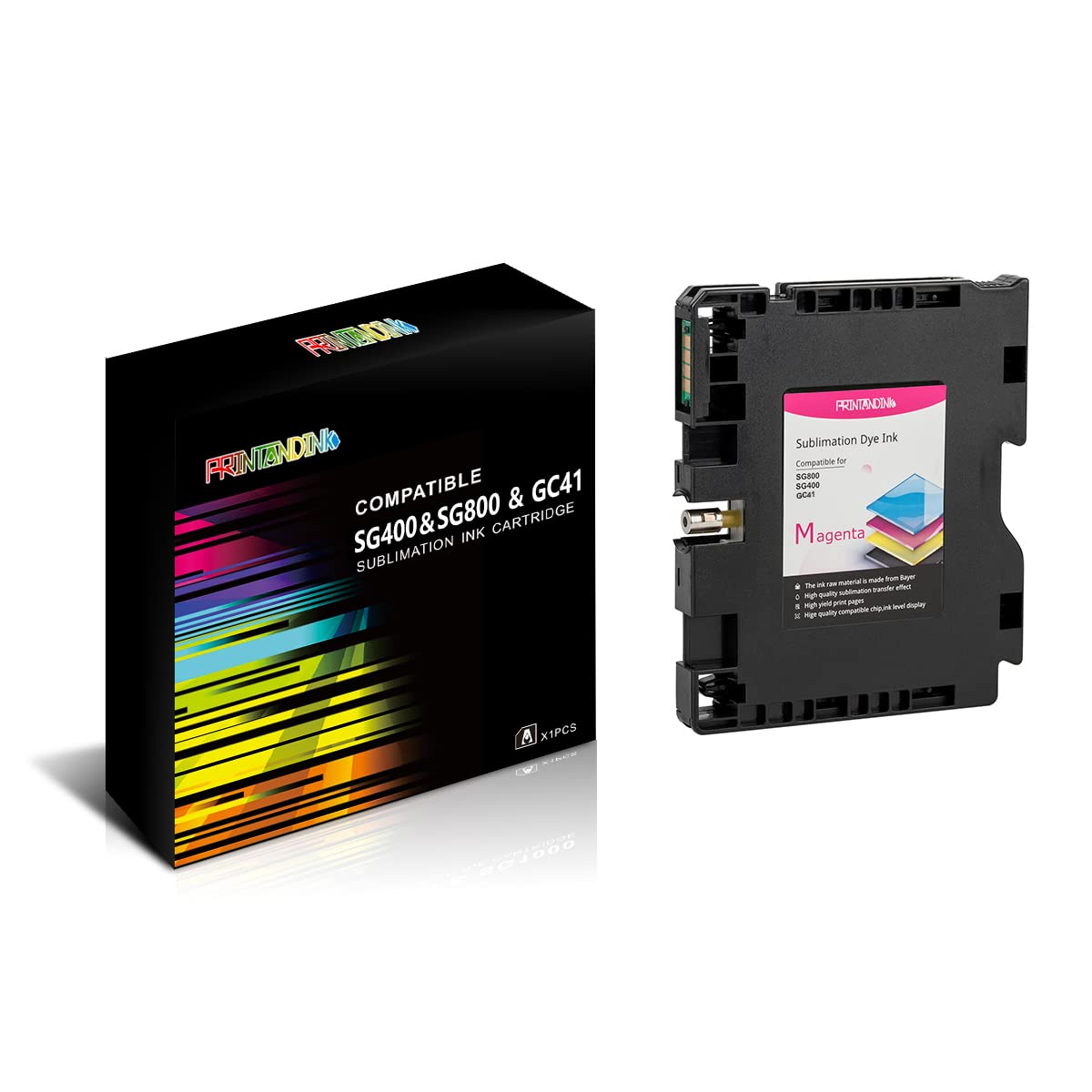 PRINTANDINK SG400/SG800 Sublimation Ink Cartridges - OEM Chipset Compatible with Sawgrass Virtuoso 400 800 Printers - Vibrant Transfers on Polyester, Cotton, Mugs, Apparel (Magenta, 32mL)