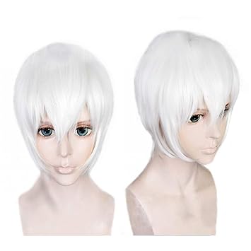 Amazon Com Ani Lnc Short Pure White Wig Cosplay Wig Pure White