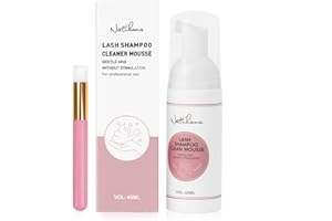 NATUHANA Lash Shampoo Kit + Brush for Eyelash Extension,2.04 fl.oz/60ml Gentle Cleaning Foam Eyelid Cleanser,Natural Lashes a