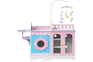 OLIVIA'S LITTLE WORLD Teamson Kids - Olivia's Classic 6 in 1 Baby Doll Changing Station with Storage, Pretend Play Dolls Furniture, Pink / Purple