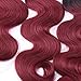 Body Wave Synthetic Hair Weave 3 Bundles Mixed Length 16 18 20 Inches Two Tone Ombre Color Black and Burgundy