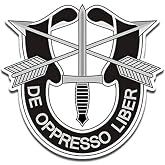 Special Forces USASOC Crest De Oppresso Liber Sticker (US SPEC OPS Vinyl Decal Green Beret for Cars, Trucks, Laptops (3 inch) U.S. Army Licensed