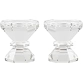 Marvala Crystal Candle Holders, Pillar Candlestick Set of 2, Modern Elegant Tall Crystal Candlesticks for Wedding Centerpieces, Christmas, Dining Table, Home, Party Decor