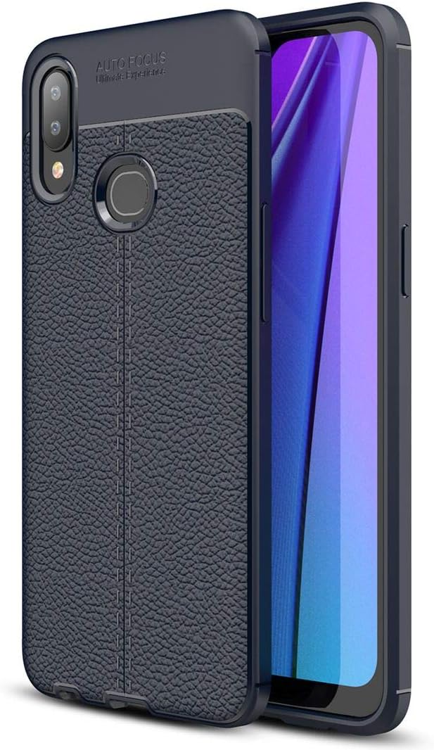 WindCase Galaxy A10s Case, Litchi Skin Anti-slip Resilient TPU Armor Ultimate Protection Case Cover for Samsung Galaxy A10s Navy Blue