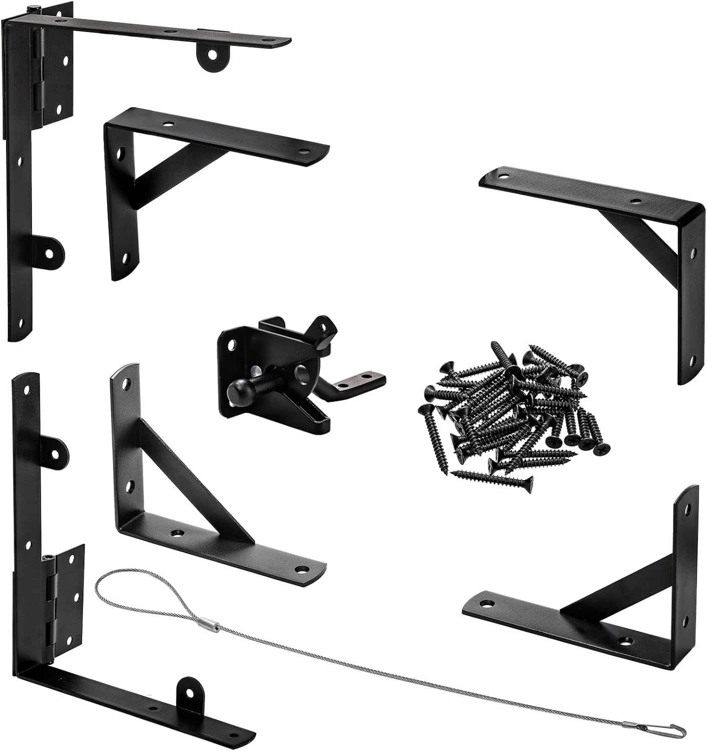 ZENFUN 1 Set Anti Sag Gate Frame Kit, Metal Gate Corner Brace Bracket No Sag Kit, Heavy Duty Adjustable Gate Hardware with Gate Hinges for Shed Doors, Wooden Fences, Wood Windows