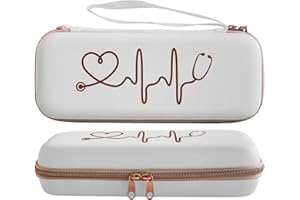 Plaris Stethoscope Case for Nurses for 3M Littmann/MDF/Omron Stethoscopes - Extra Room for Medical Bandage Scissors EMT Trauma Shears and LED Penlight, (White Rosegold)