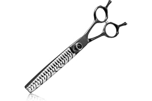 DRGSKL 7" Chunkers Dog Grooming Scissors Black, Japanese Stainless Steel 440C Thinner Blender Shears for Medium and Big Pets Fur Trimming Scissors for Novice and Professional Groomers