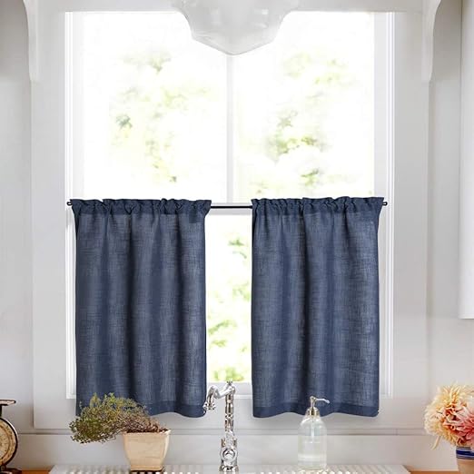 Amazon Com Linen Tier Curtains 45 Inch Rod Pocket Kitchen Living