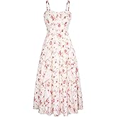 Belle Poque Sun Dresses for Women Spring Summer Floral Midi Flowy Spaghetti Ruffle Wedding Guest Tea Party Dress