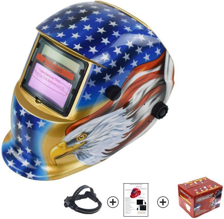 Welding Helmet Solar Powered Auto Darkening Hood with Adjustable Shade Range 4/9-13 for Mig Tig Arc Welder Mask Shield