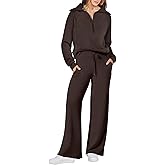 ANRABESS Women 2 Piece Outfits 2025 Fall Fashion Airport Wide Leg Pants Lounge Set Leisure Travel Vacation Clothes Sweatsuits