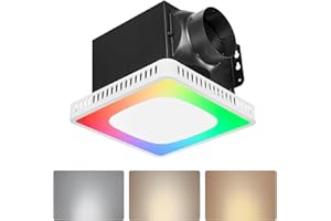 VEVOR Bathroom Exhaust Fan, 80-110-130 CFM Bathroom Vent with Seven Colors RGB Lights, 1.5 Sones Low-Noise, Premium DC Motor 