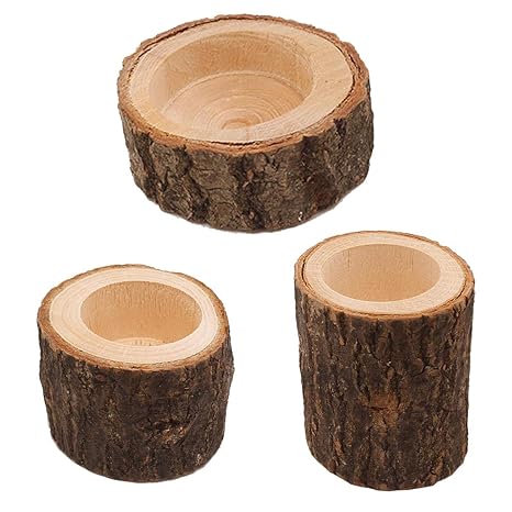 Amazon Com Fityle Set Tree Stump Wooden Candle Holder Tea Light