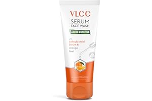 VLCC Acne Serum Face Wash - Facial Cleanser with Charcoal, Orange Peel, Mulberry Extract - Deep Cleansing Face Cleanser for P