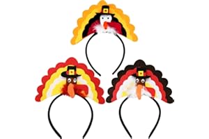 CAMIRUS 3PCS Thanksgiving Turkey Headbands, Turkey Head Boppers for Women Thanksgiving Dress Up Costume Accessories Party Favors Headband Decorations