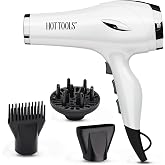 Hot Tools Pro Artist 2400 Turbo Ceramic Hair Dryer, 1875 Watt, White | Ionic Blow Dryer, Fast Drying, 6 Heat/Speed Settings + Cool Shot, Diffuser, Pik &amp; Concentrator Attachments, 8 Ft Cord