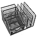 MyGift Metal Mesh Office Supplies Storage Rack, Mail Organizer, Sticky Note Memo Pad Holder, Black