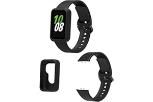 ASENIE Compatible with Samsung Galaxy FIT3 Protective Case with Band, Sport Silicone Rugged Bumper Case for Samsung Galaxy FIT 3 Smartwatch for Women Men (Black)