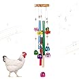 Chicken Toys for Coop, Enrichment Toys Wind Chimes Home Garden Colorful Art Hanging Chick Peck Toy Decoration with Bells Fun