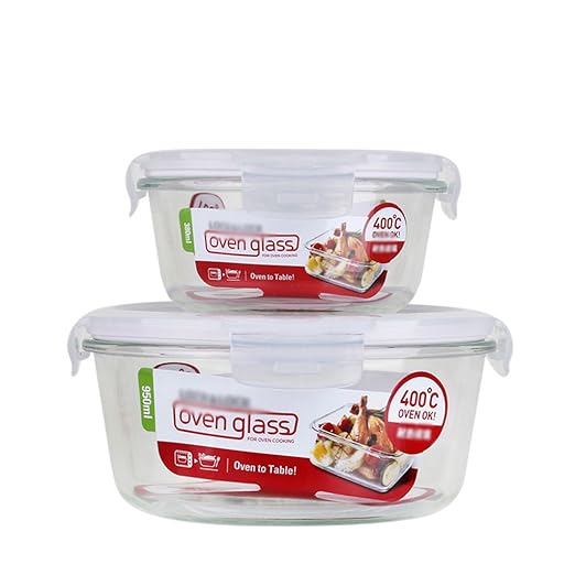 tycgy vidrio resistente al calor Lunch Box Set, redonda cuenco de ...