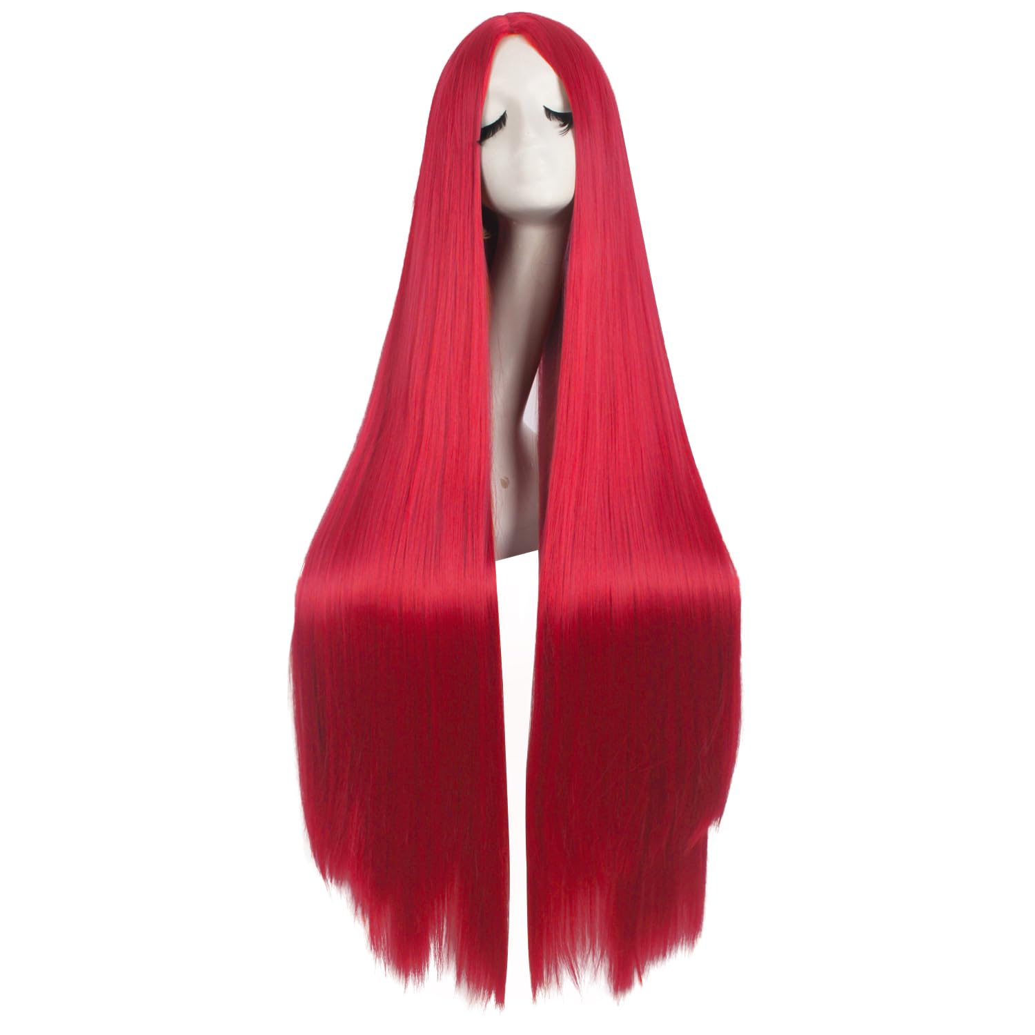 MapofBeauty 40 Inch/100 cm Fashion Straight Long Costume Anime Cosplay Anime Wig (Bright Red) — image 1