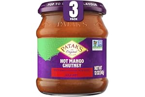 PATAK'S Patak’s Hot Mango Chutney - Sweet & Spicy Mango Chutney with Paprika & Red Chile - Vegan & Gluten-Free - Perfect for Meats, Cheese Platters & Veggie Dips - 12 oz (Pack of 3)