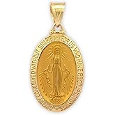 RP 14K Yellow Gold Miraculous Medal Necklace for Women & Men, Authentic & Pure Gold Pendant with 18" 14K Chain Necklace with Premium Jewelry Box, Stunning Miraculous Medal Virgin Mary Pendant Necklace, Subtle Size for Layering