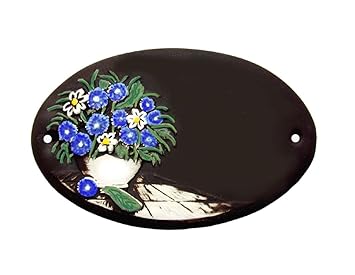 Amazon De Keramik Turschild Blumen Motiv Fur Die Haustur Mit